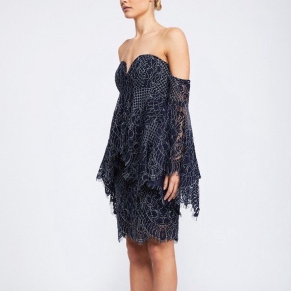 Shona Joy Navy Lace Bustier Dress Size 4 - Picture 3 of 16